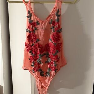 LAST CHANCE Top Chic Sheer Pink Floral Bodysuit